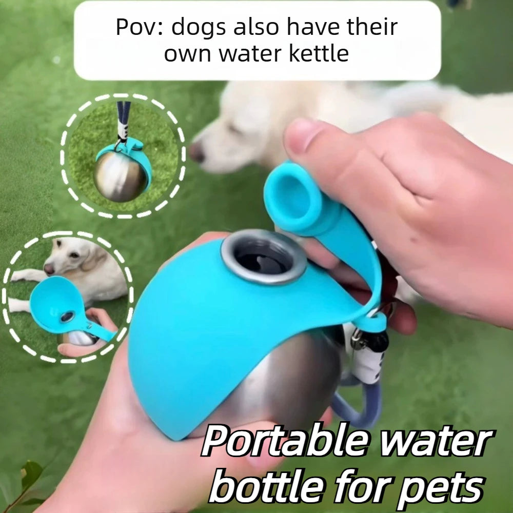 Tragbare Hundetrinkflasche mit Silikonnapf & Edelstahl | Auslaufsicher