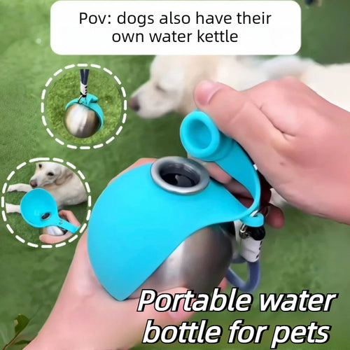 Tragbare Hundetrinkflasche mit Silikonnapf & Edelstahl | Auslaufsicher